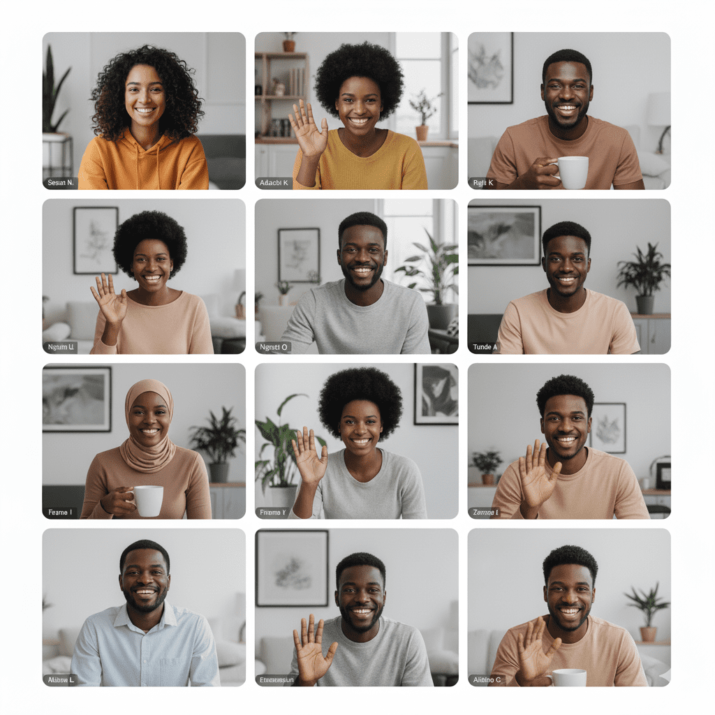 Happy remote team maintaining wellness and connection online