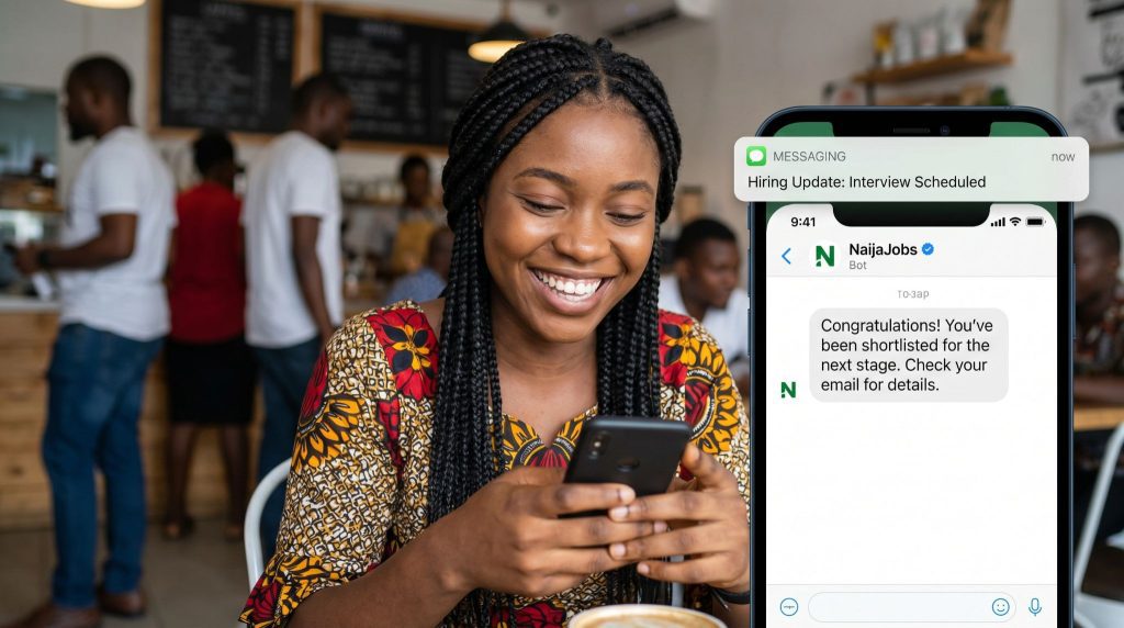 Job candidate using AI-powered recruitment technology during the hiring process.